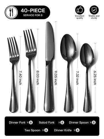 Ollex black flatware dinner spoon showcasing mirror finish for elegant table setting.