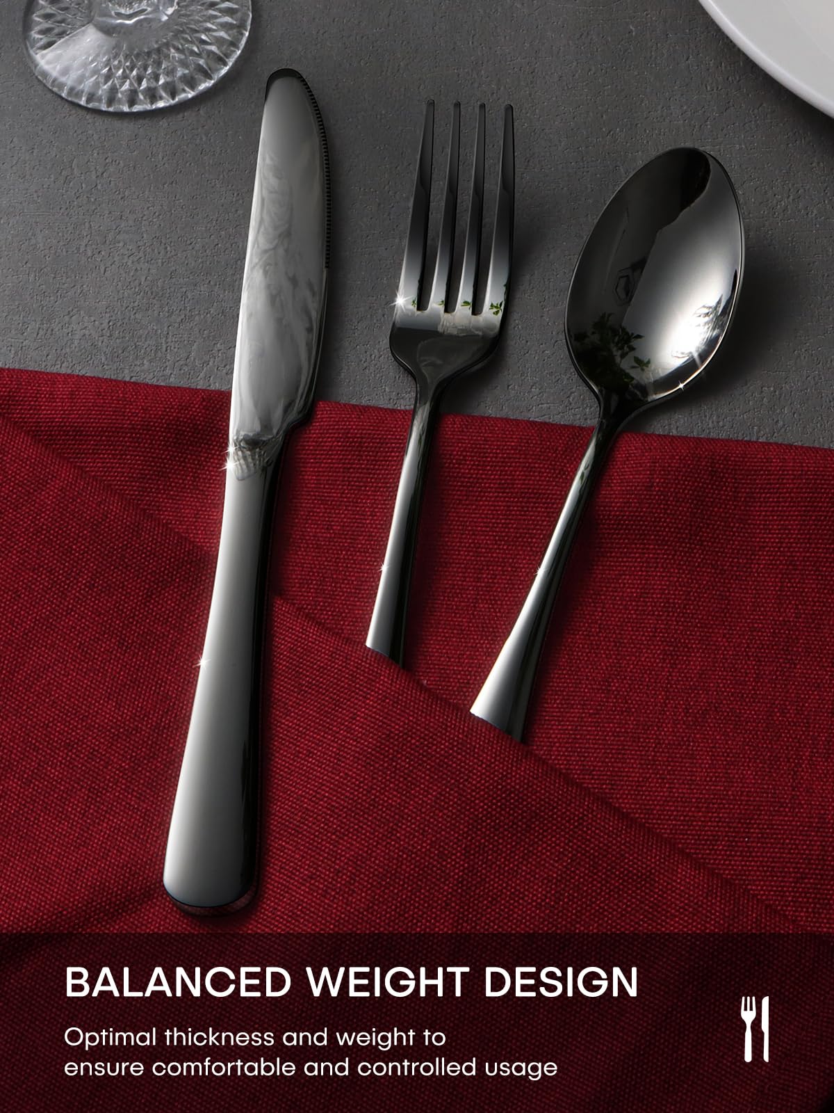 Ollex mirror-polish finish under bright light for a luxe table look.