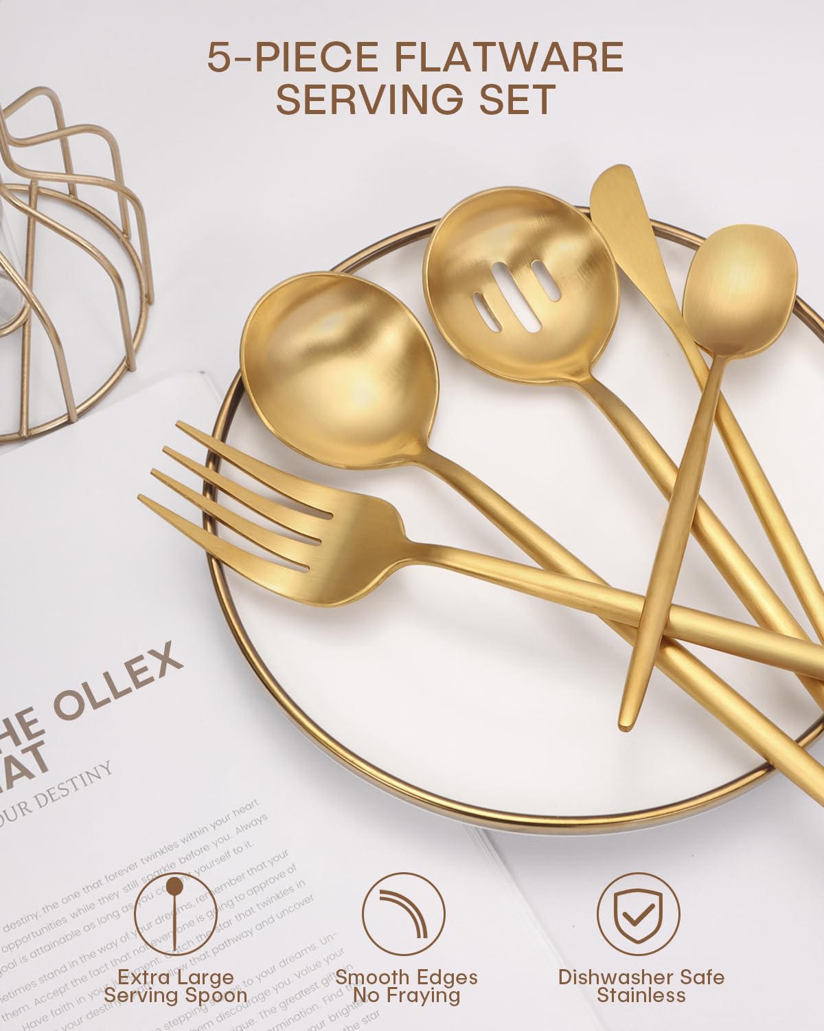 Ollex large slotted spoon for draining sauces with style