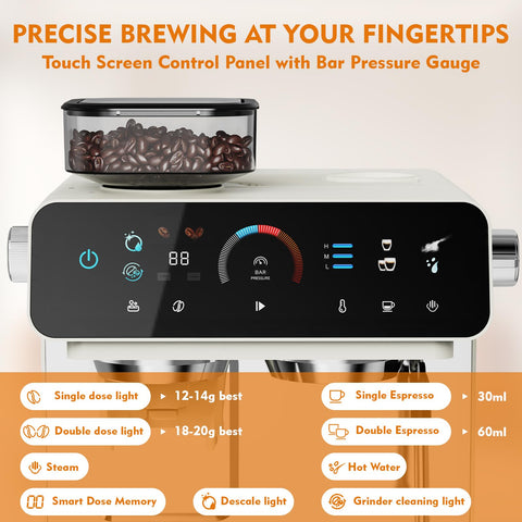 Ollygrin espresso machine bean hopper with seal ring preserves freshness