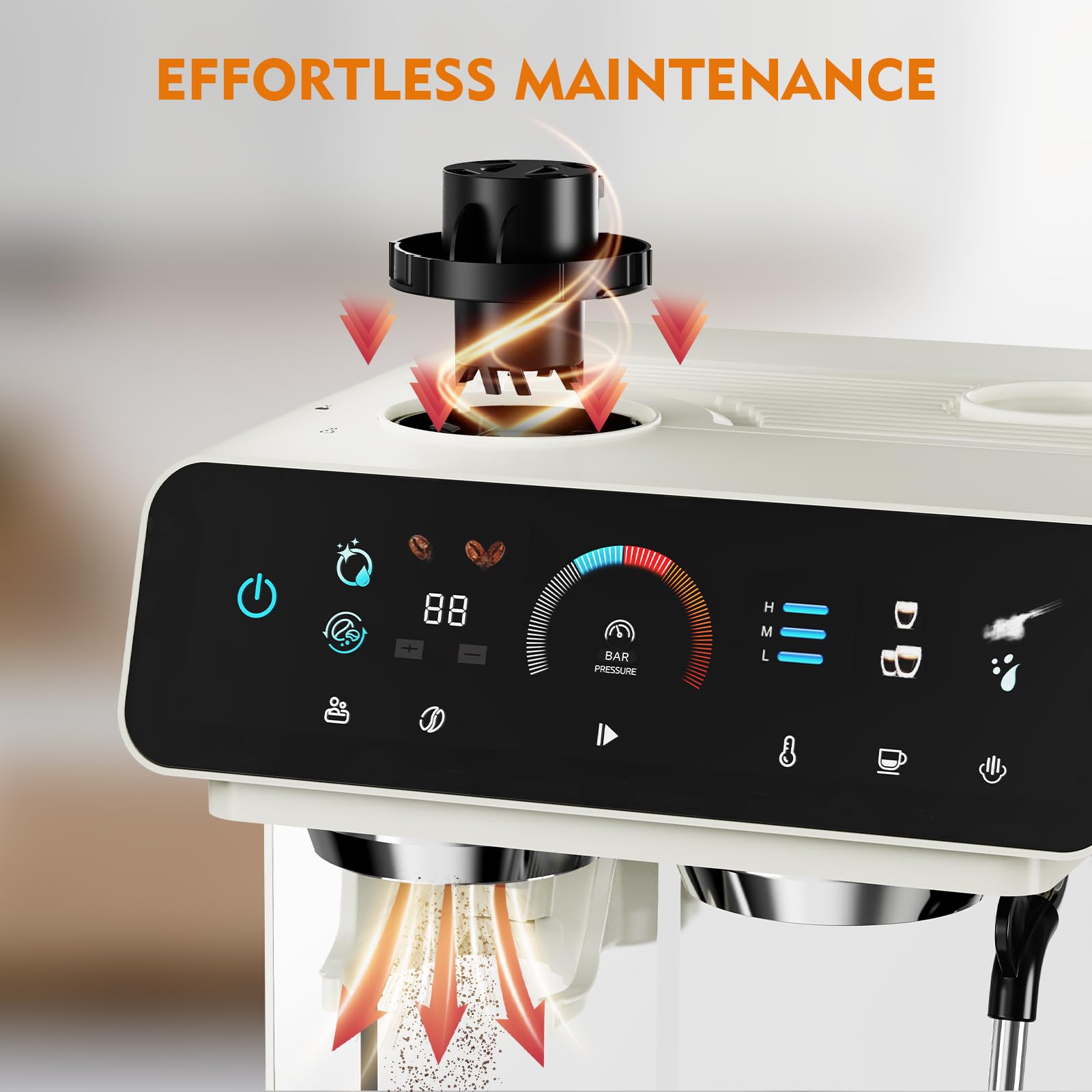 Ollygrin espresso machine touchscreen enables real-time extraction monitoring