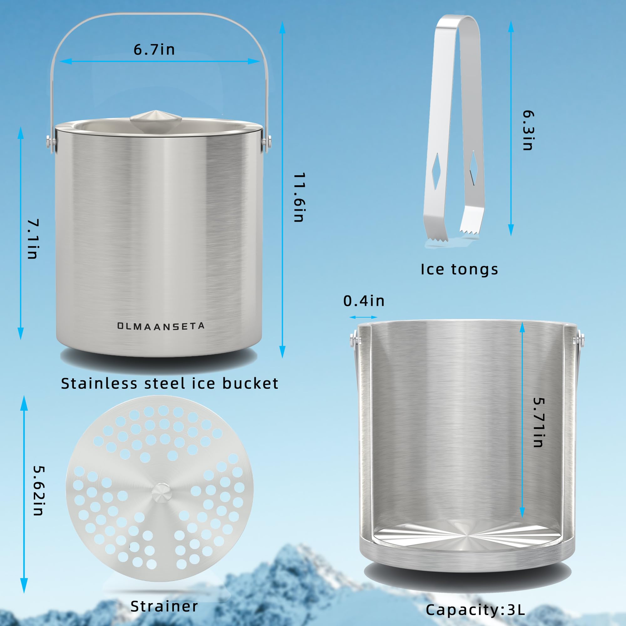 Olmaanseta double-wall ice container maintains cold for hours.
