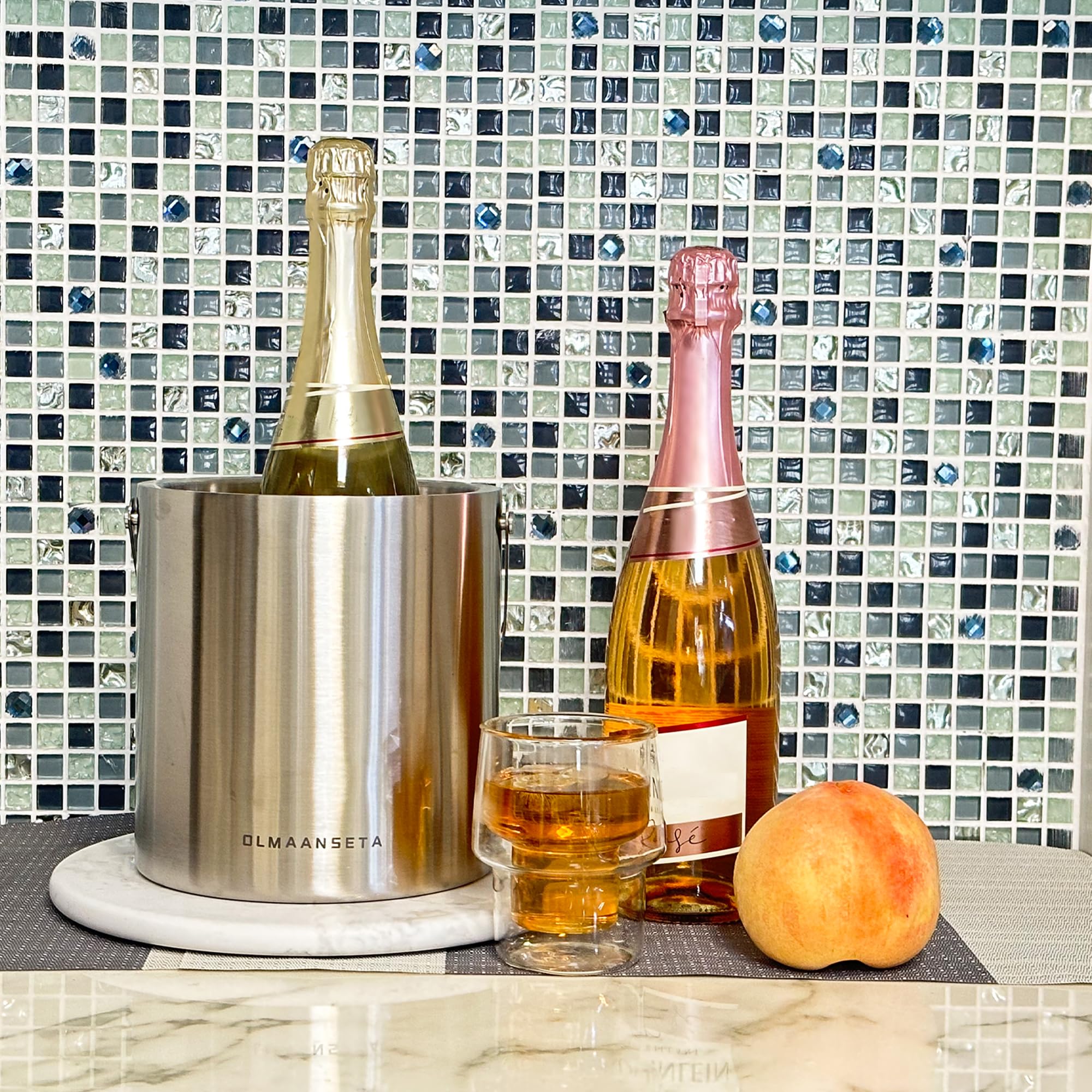 Olmaanseta insulated wine bucket keeps bottles chilled for hours.