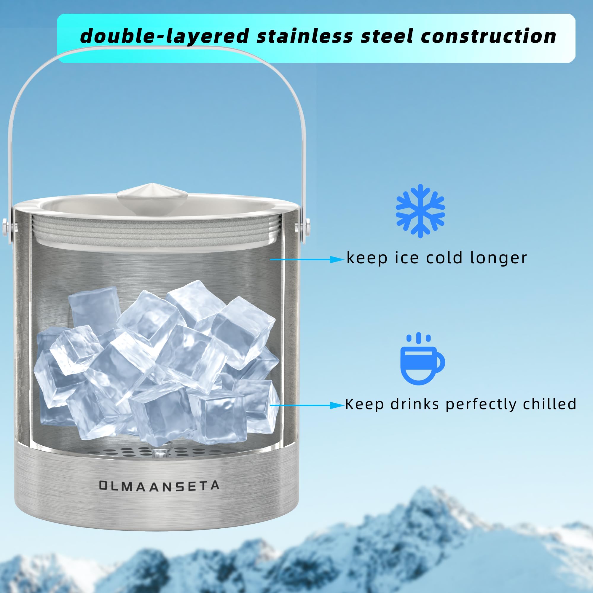Olmaanseta party ice bucket holds ample ice for guests.