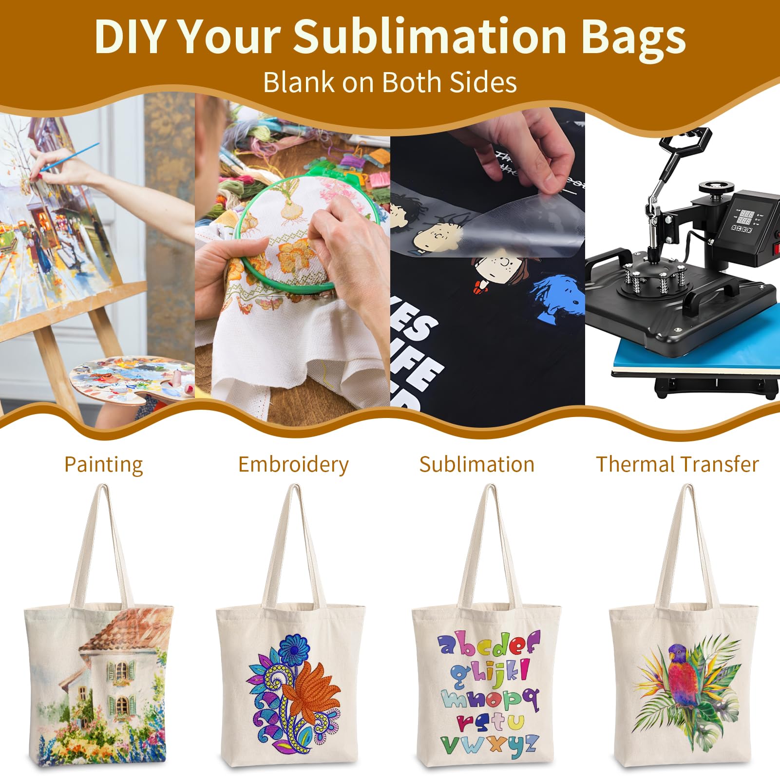 OLSUNOR off-white canvas tote ideal for DIY customization and reuse.