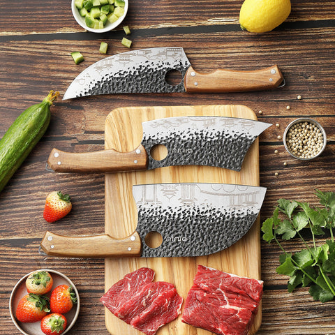 OLULU blades featuring ancient-pattern etching add visual appeal.