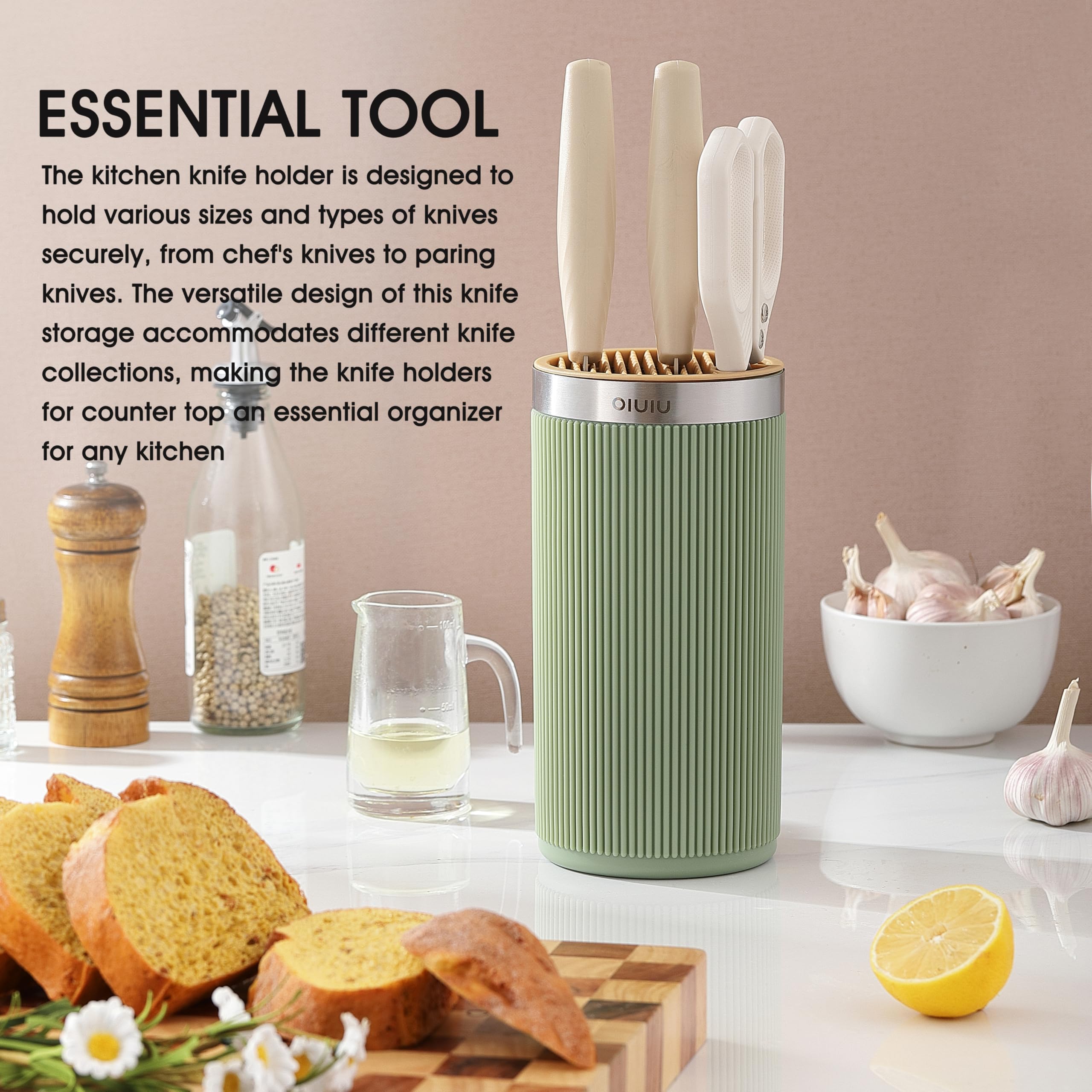 OLULU countertop knife storage round design fits compact counters