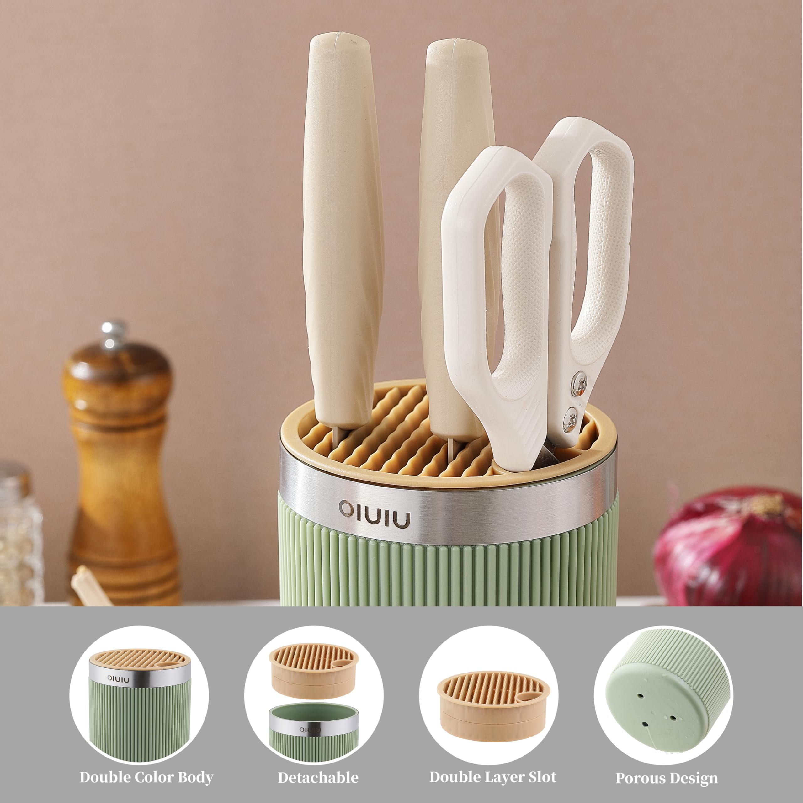 OLULU space-saving circular knife stand for tidy counters