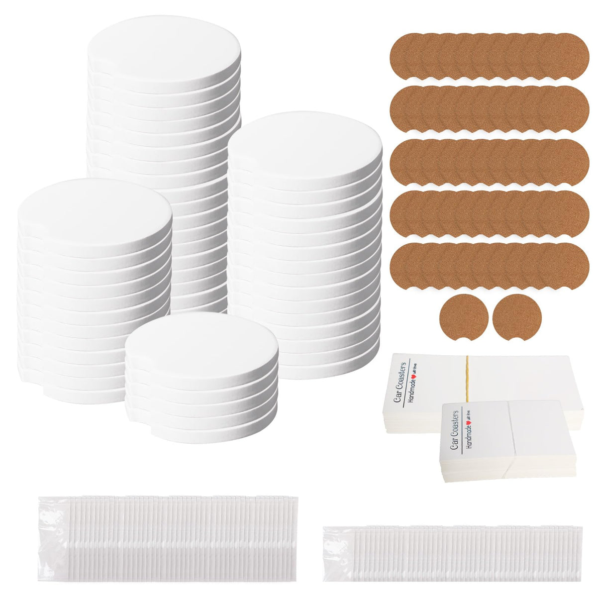 Olutacot 312pcs ceramic car coasters with bags and cards for personalized DIY use