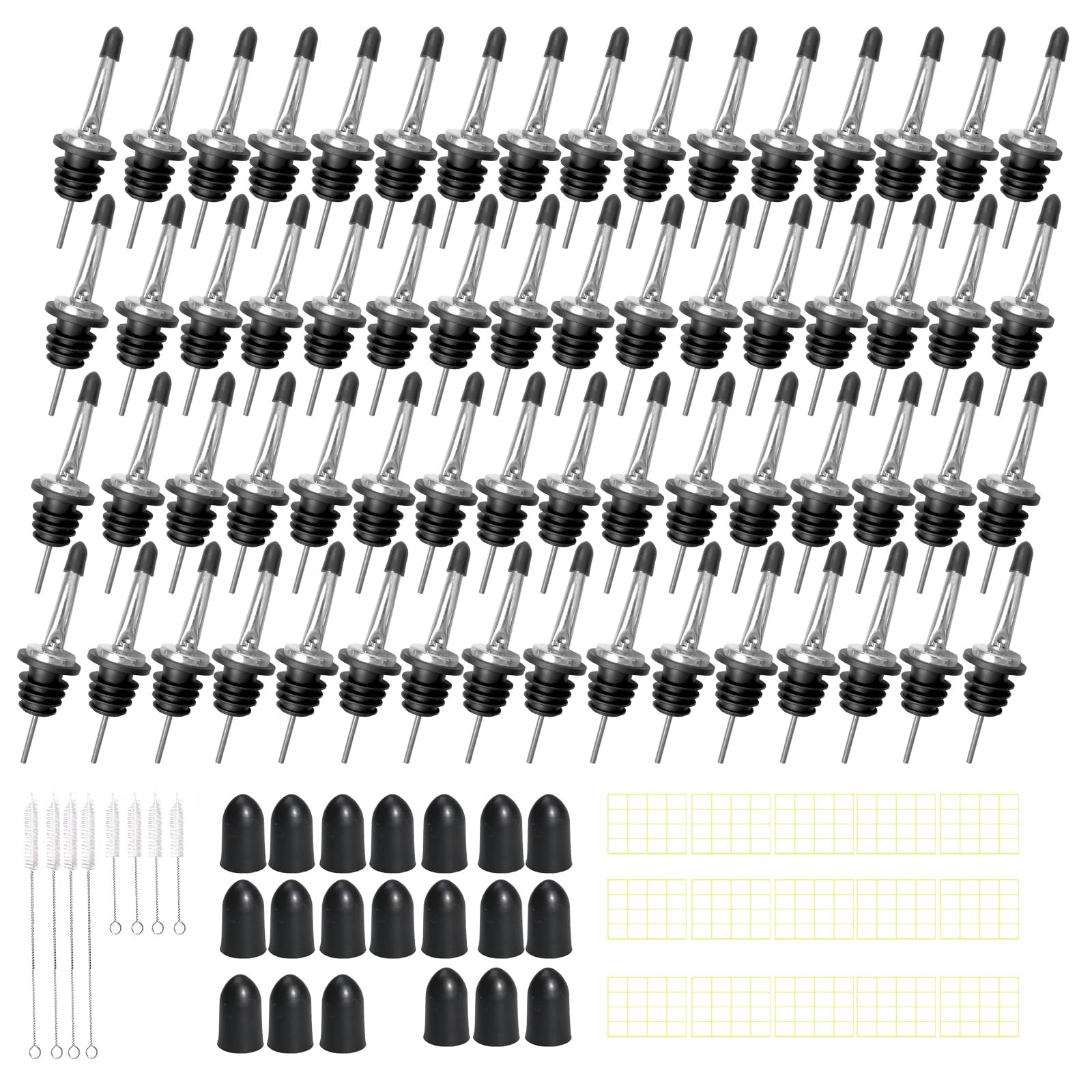 Olutacot 80-pack stainless steel pourers with caps for spill-free pouring