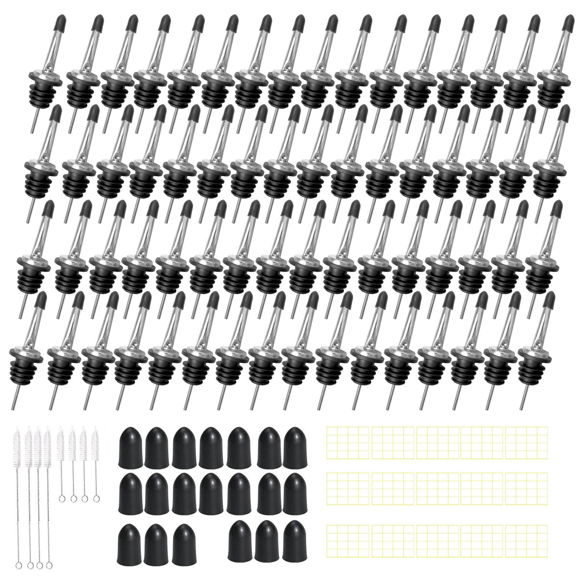 Olutacot 80-pack stainless steel pourers with caps for spill-free pouring