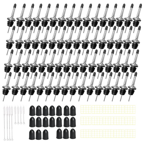 Olutacot 80-pack stainless steel pourers with caps for spill-free pouring