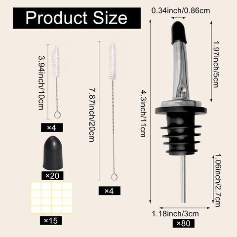 Olutacot rubber dust caps on pourers for bottle protection