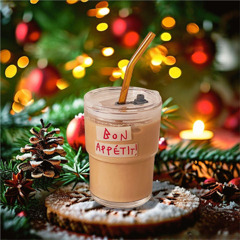 Clear glass tumbler fits cup holders for easy daily use.