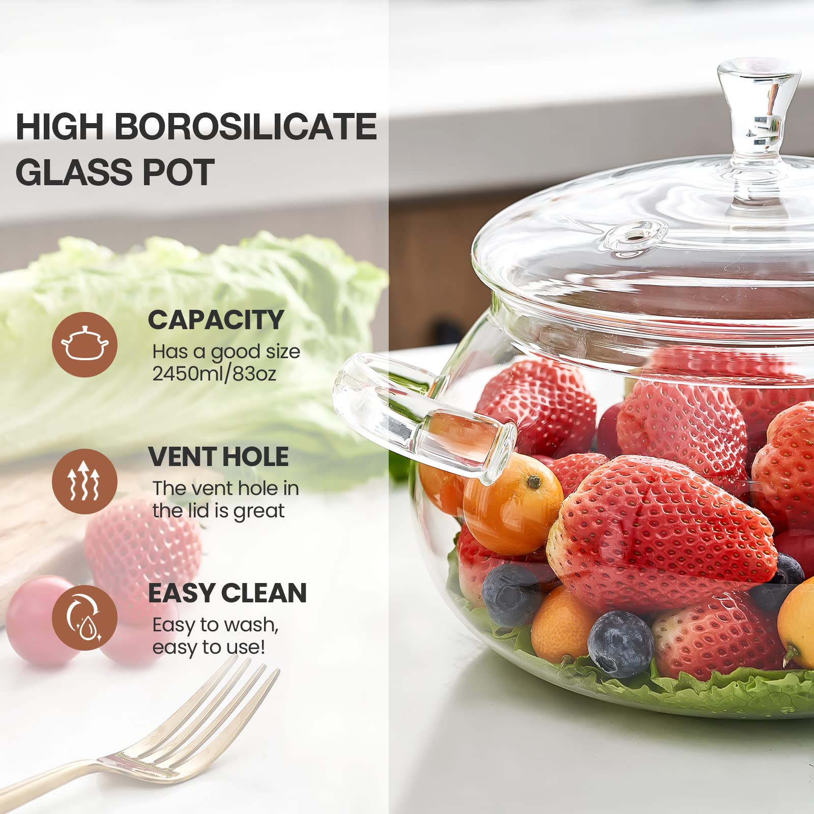 OLYTARU glass pot suitable for oven use and even heating