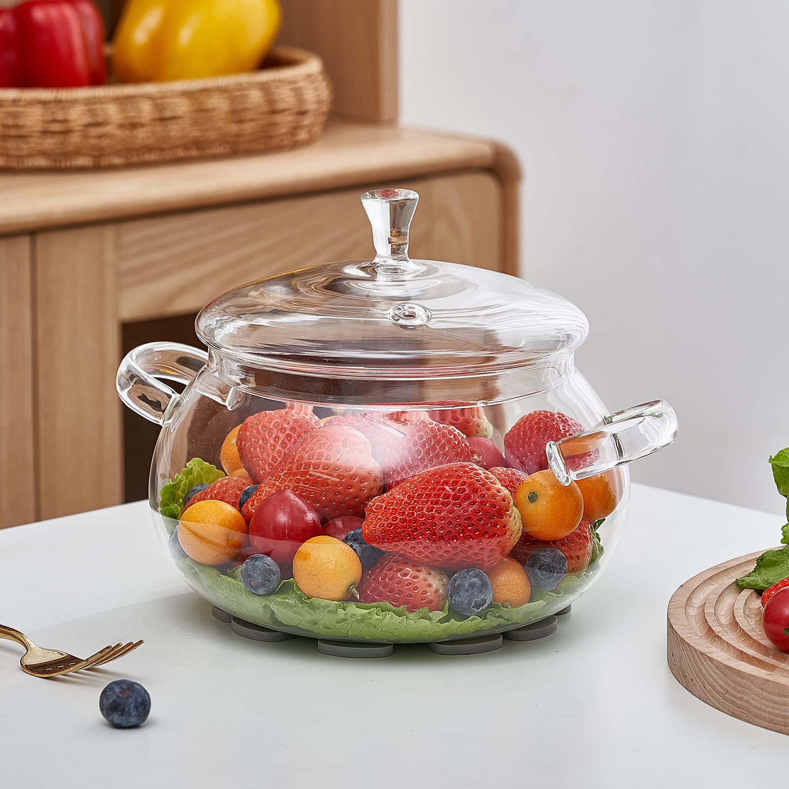 OLYTARU glass pot stored in fridge for leftovers