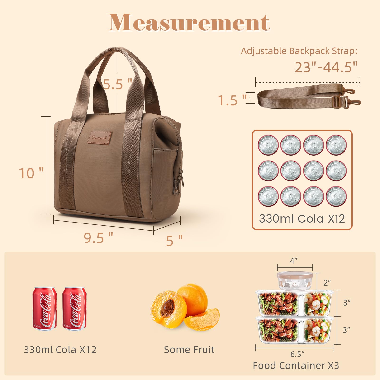 Omanmoli lunch bag insulated-5mm-lining keeps meals fresh during busy days
