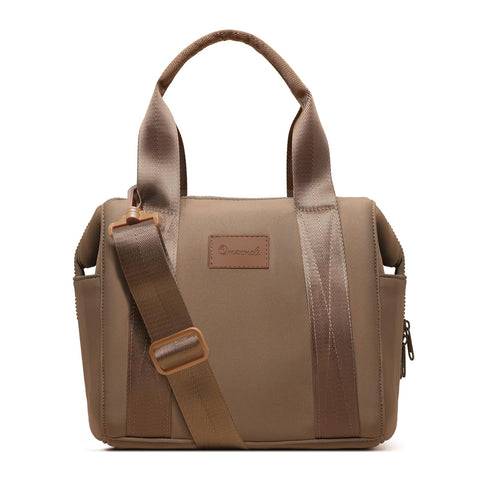 Omanmoli insulated lunch bag showing a spacious main compartment for meals