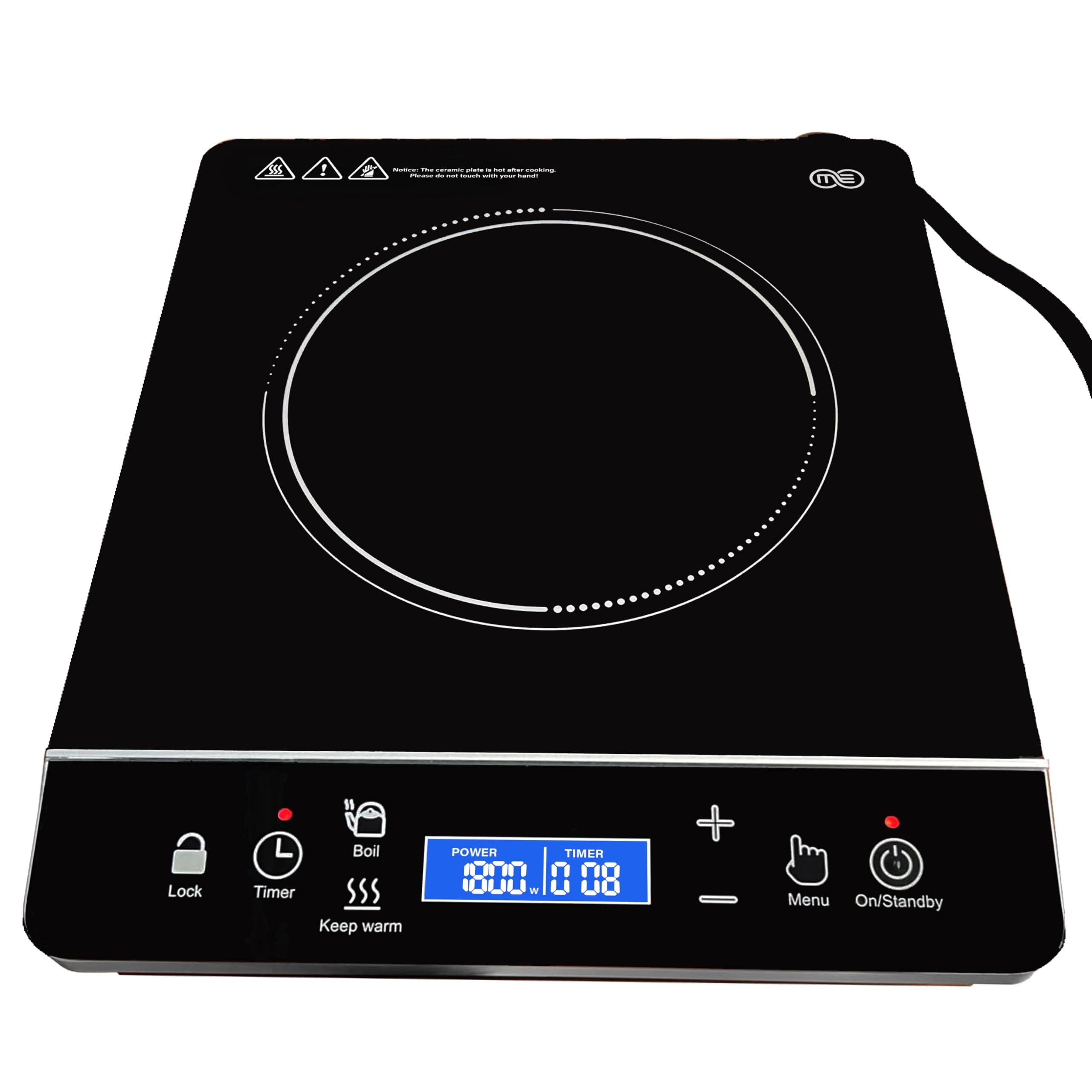 OMEO induction burner in compact design, ideal for small kitchens and dorm rooms.