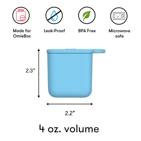 OmieBox dip container blue-lime ideal for kid-friendly snack ideas.