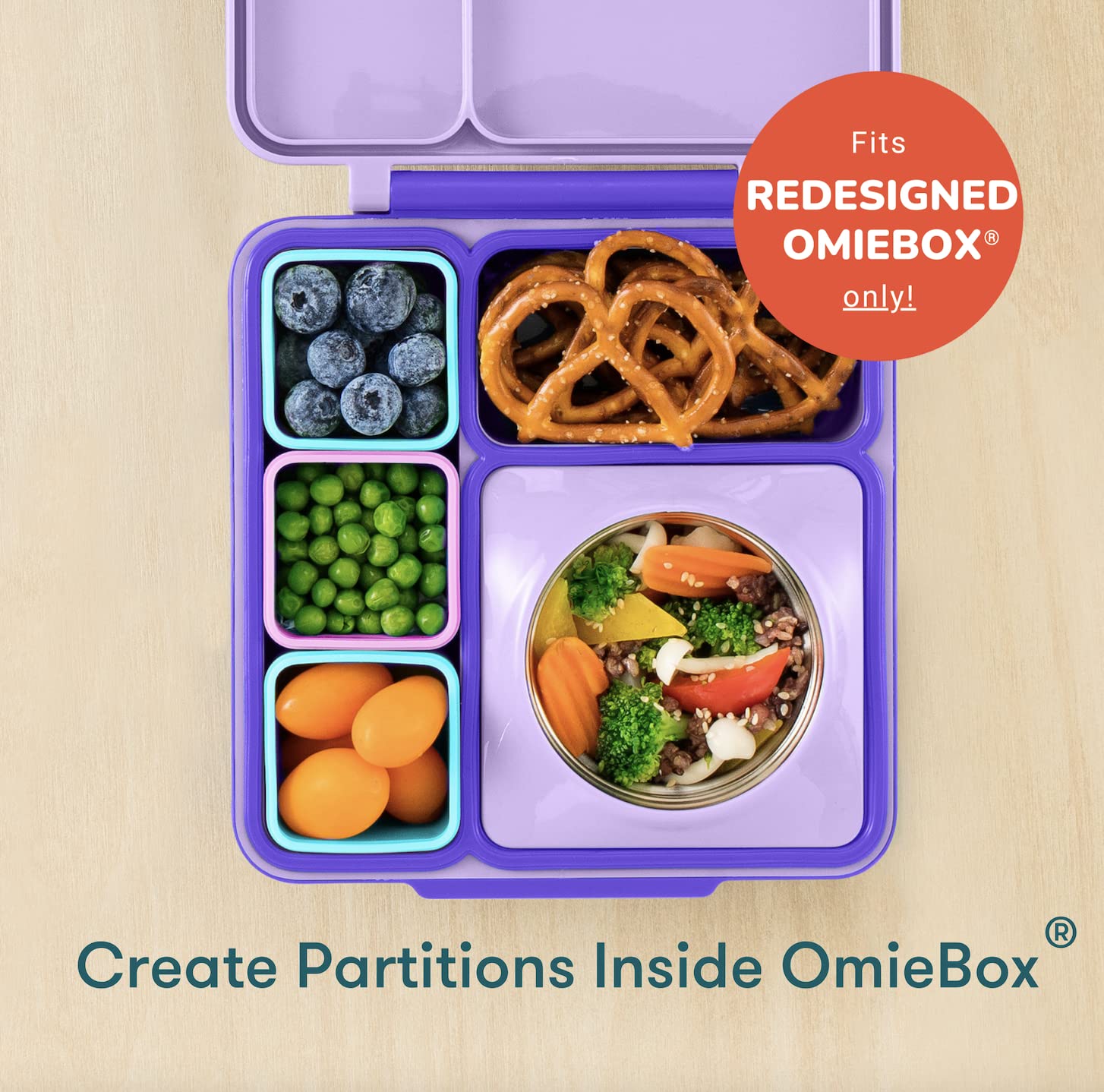 OmieDip set shows long and short compartments for multiple dips.