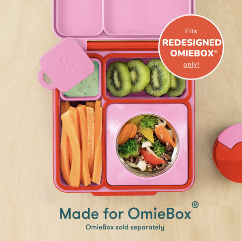 Tall, rigid OmieDip cups create clean partitions inside the redesigned OmieBox.
