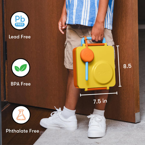 OmieBox easy-clean design sunshine, dishwasher-friendly parts for quick after-school cleanup.
