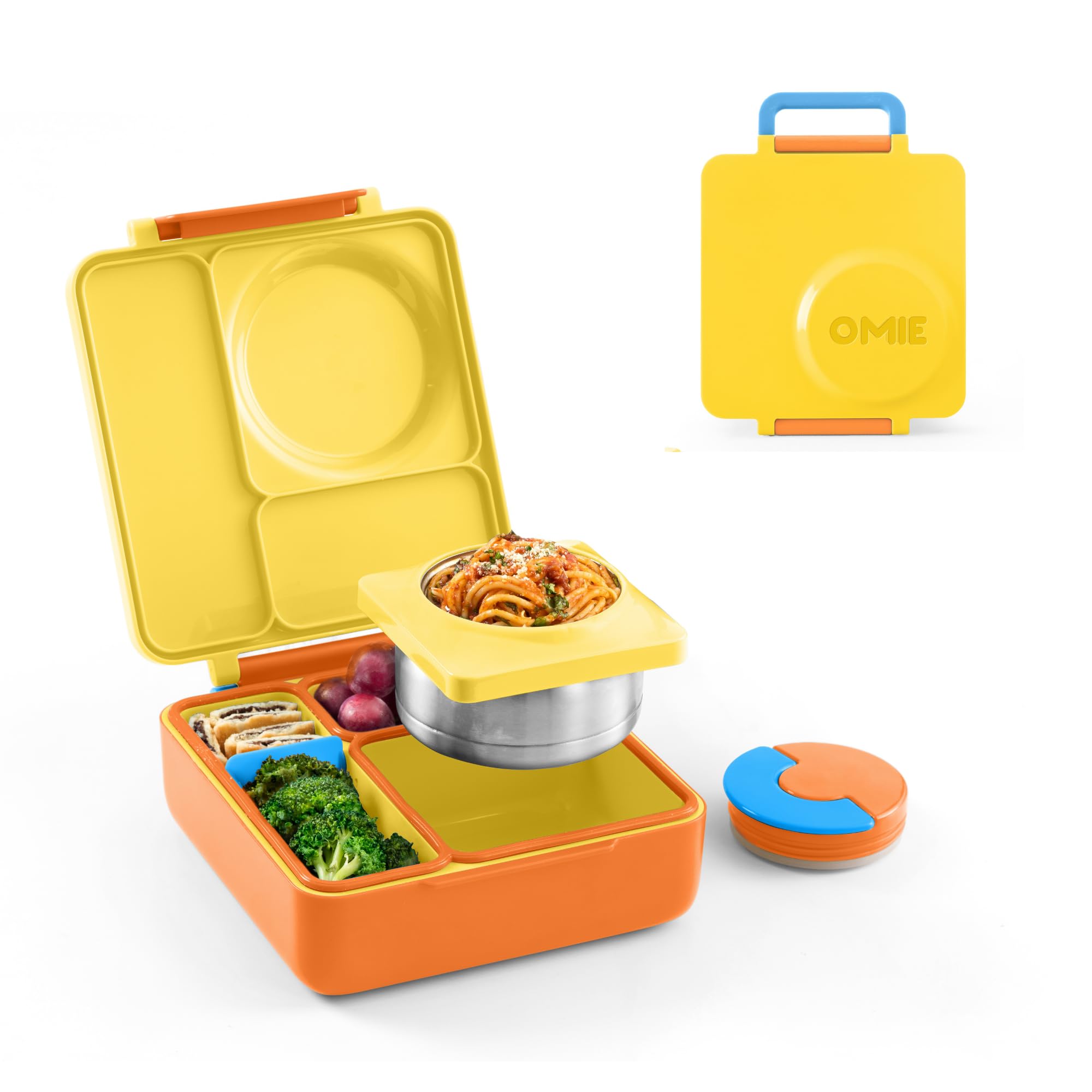 OmieBox bento box sunshine, compact daily lunch solution with organized compartments.