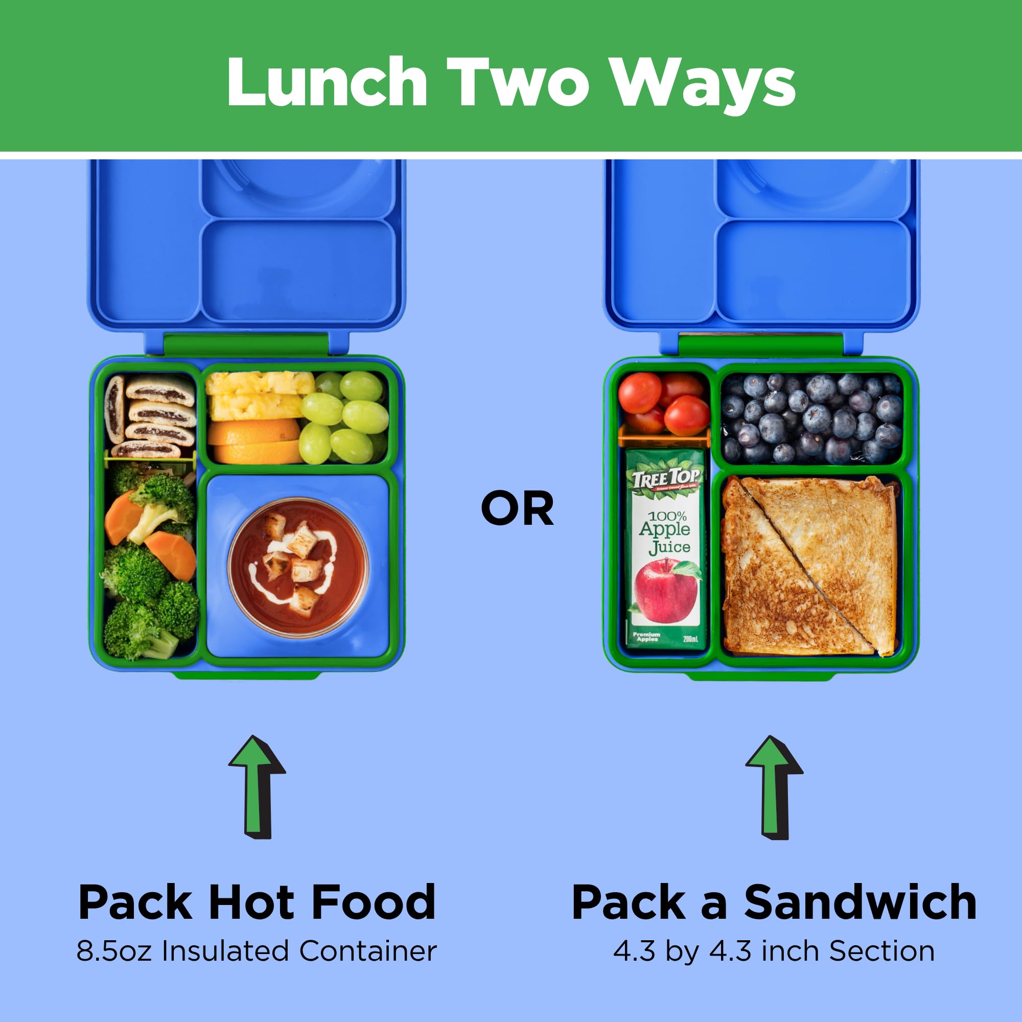 OmieBox leakproof lid seals to prevent spills during school transport.