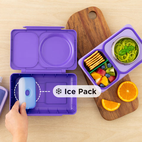 OmieBox UP removable-ice-pack supports flexible hot and cold lunches.