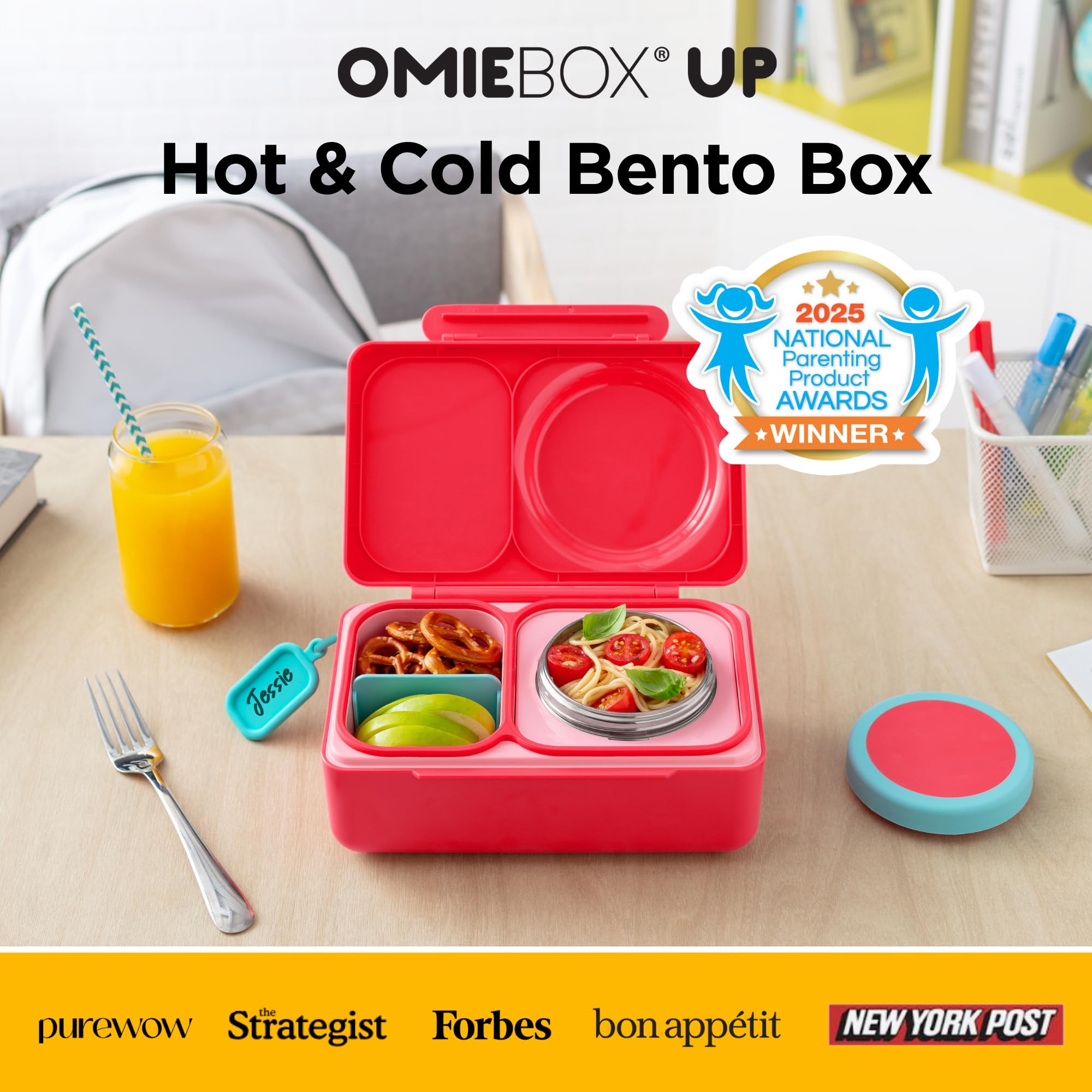 OmieBox UP 12oz thermal food jar keeps hot dishes warm for hours.