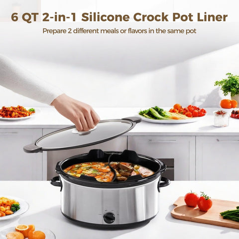 OMISTAR oval slow cooker divider insert keeps flavors separate and evenly heated.