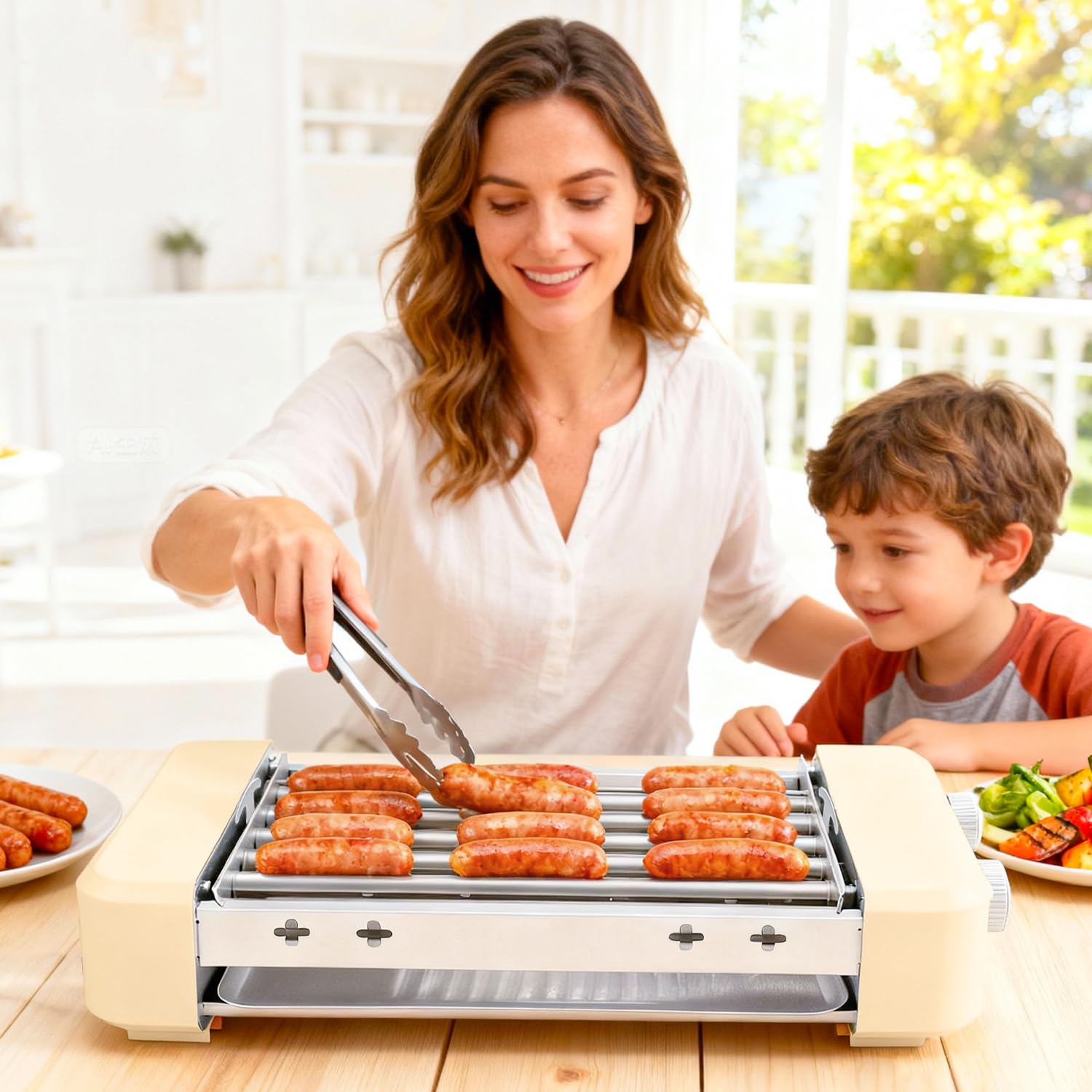 OMKSIH non-stick coating with drip tray simplifies post-meal cleanup.