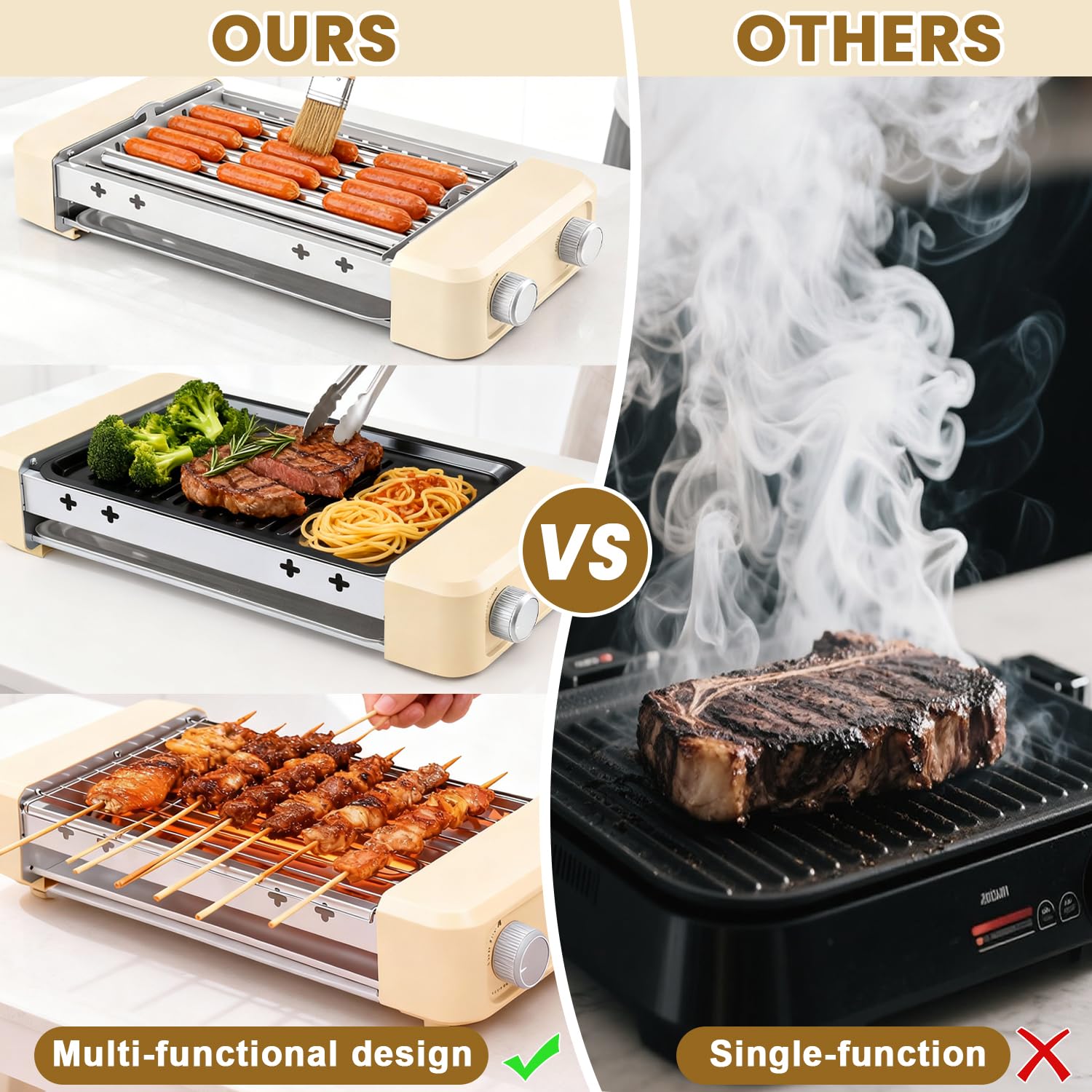 OMKSIH smokeless design keeps odors down during family meals.