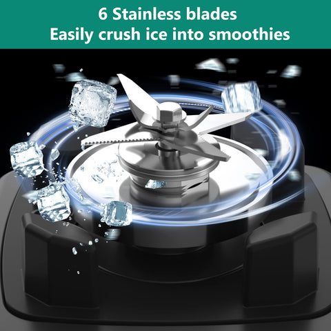 Six hardened stainless steel blades for ice crushing.