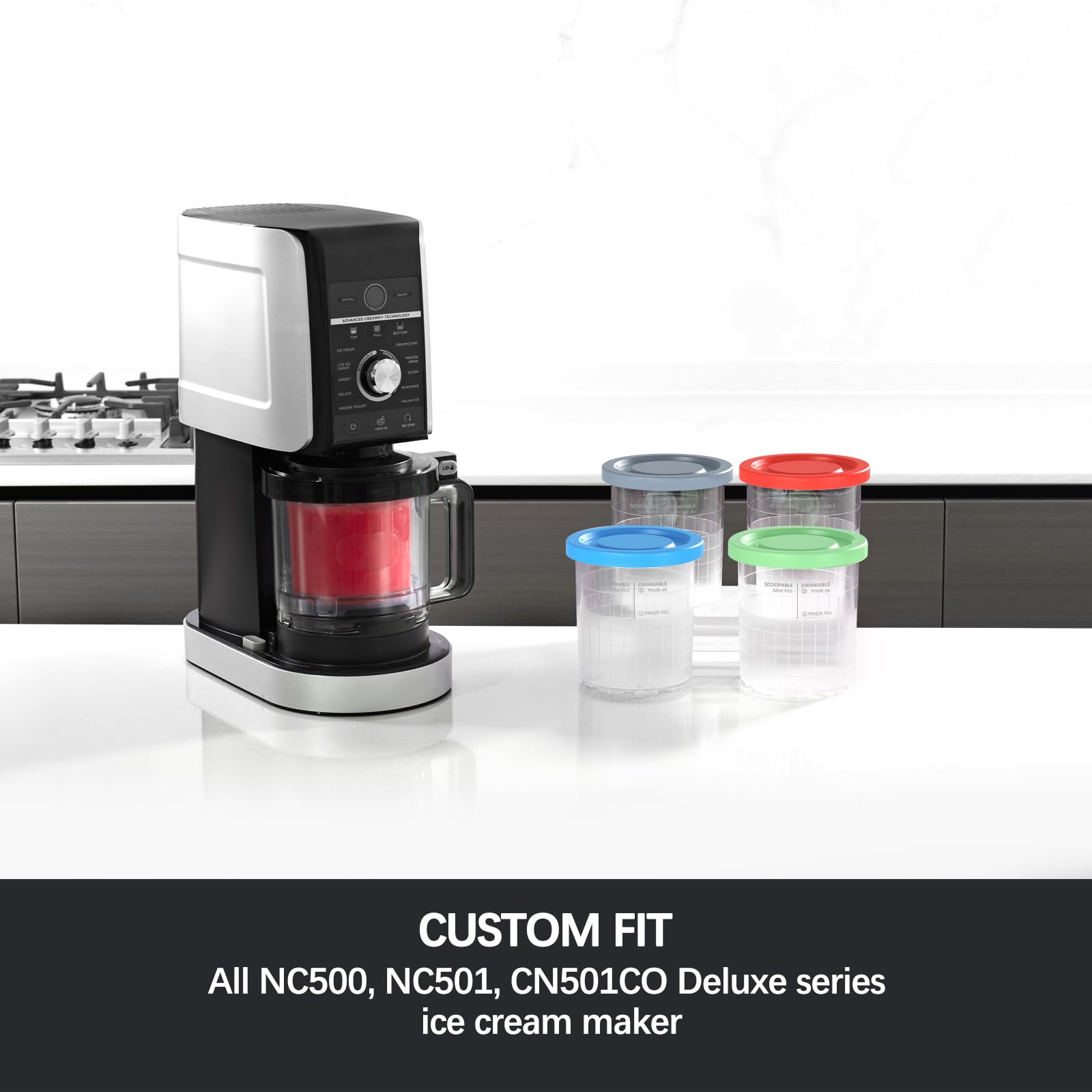 Omnikit 24oz red deluxe pint showing secure seal lid for mess-free storage.