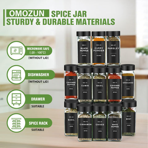 OMOZUN waterproof labels enable quick, durable spice labeling for easy identification.