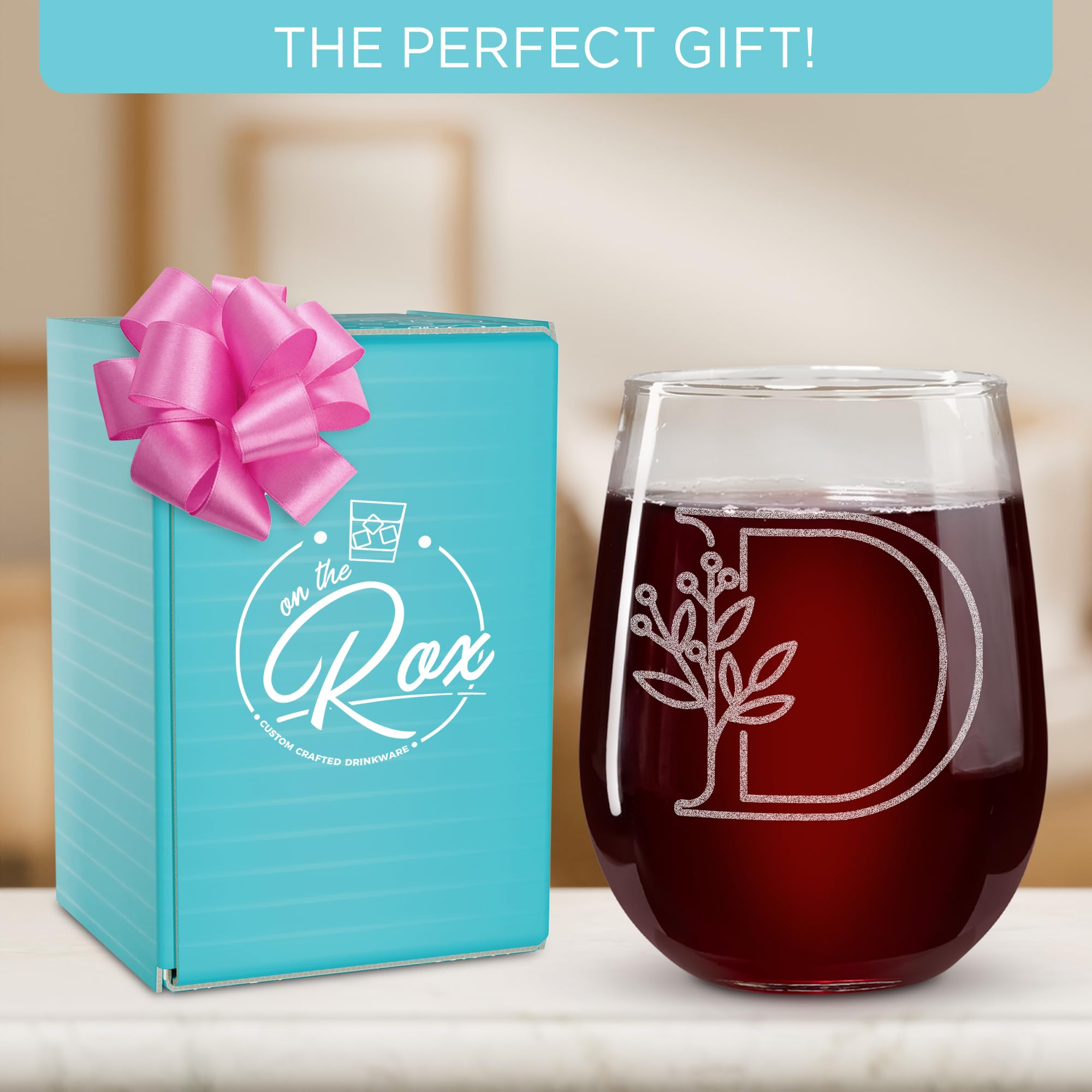 On The Rox Drinks wedding monogram wine glass as a keepsake