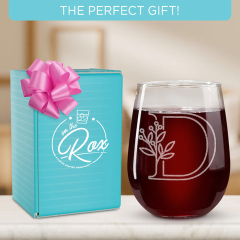 On The Rox Drinks wedding monogram wine glass as a keepsake