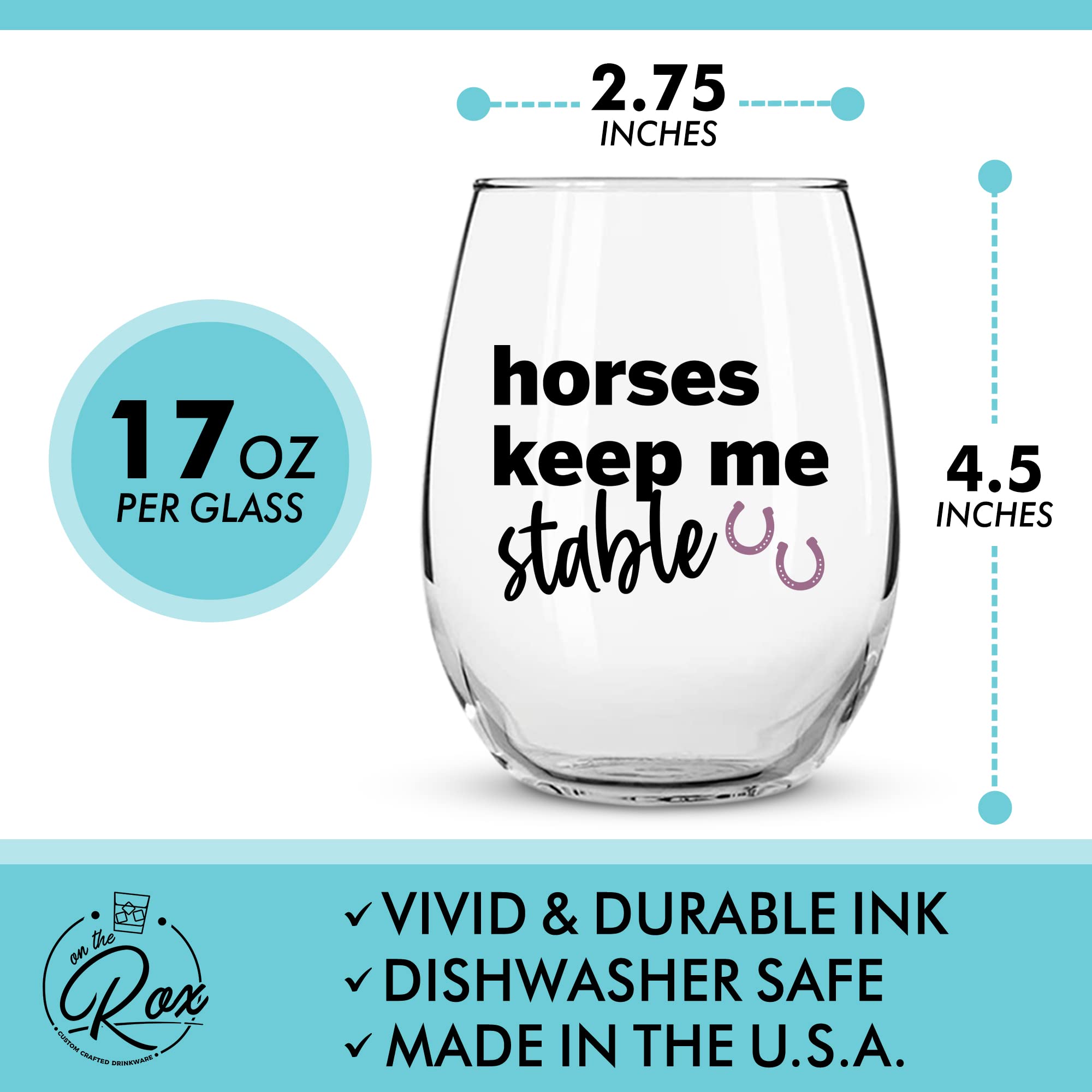 On The Rox I'd Rather Be At The Barn glasses, ideal for horse enthusiasts and barn life.