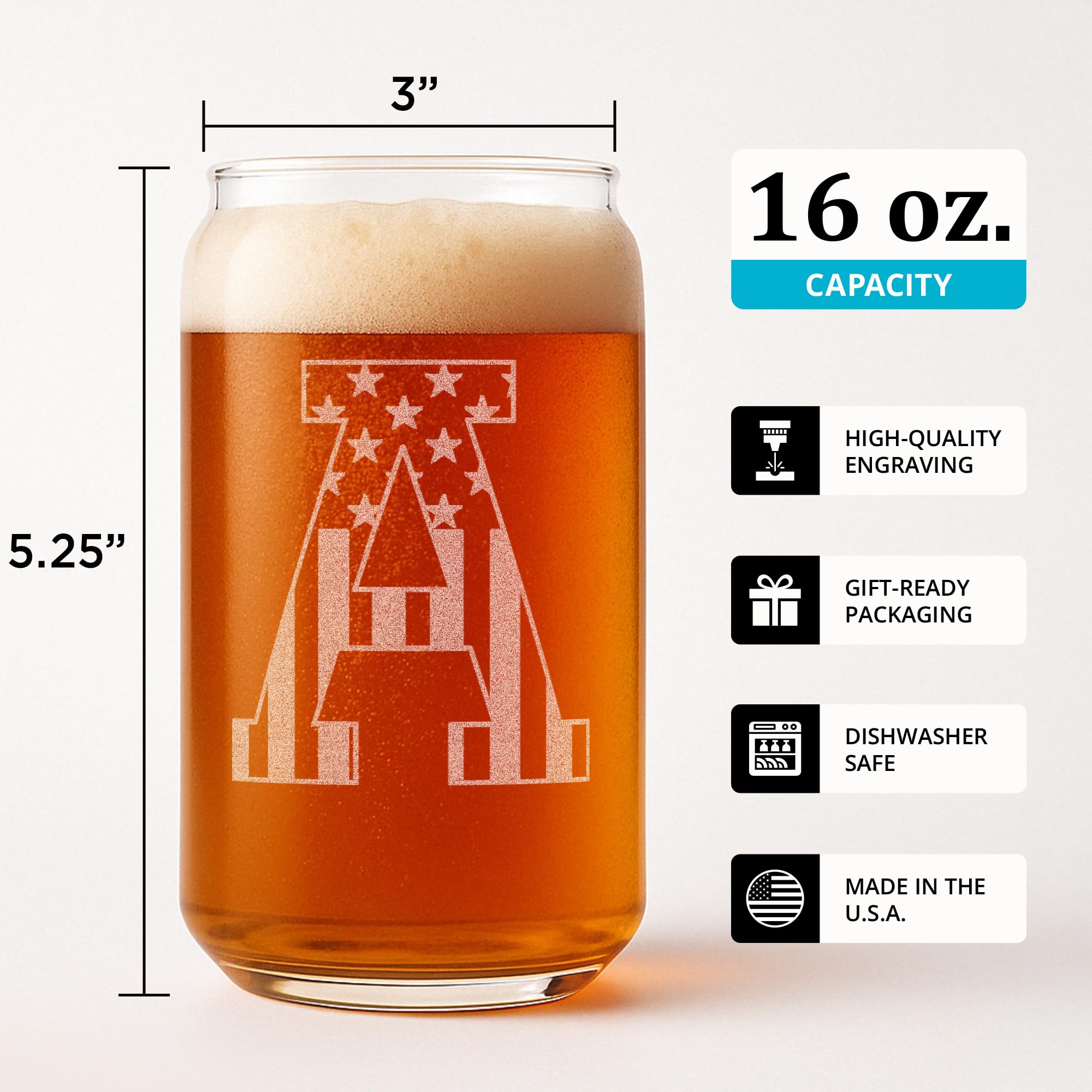 A-Z initials available on the On The Rox beer glass