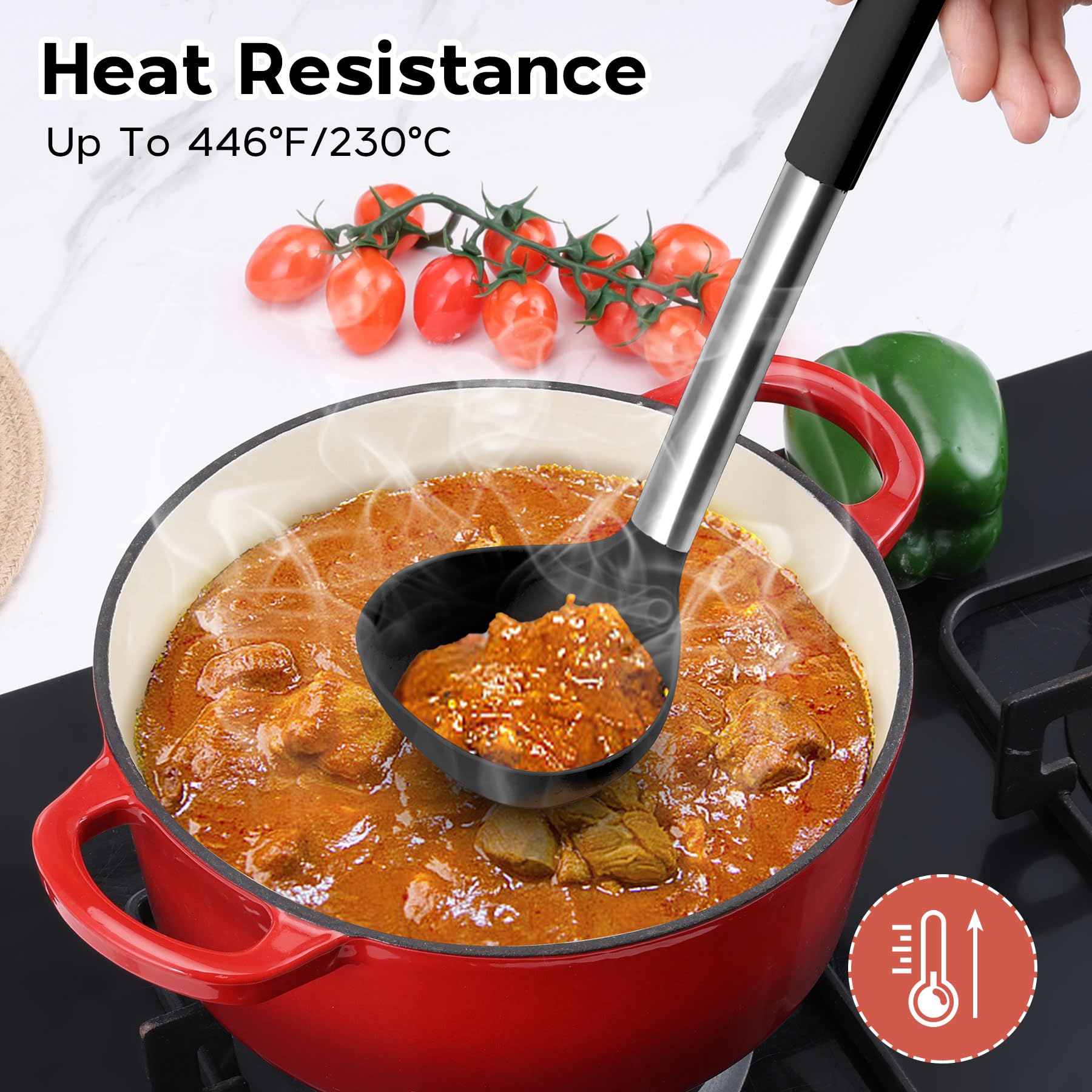 Onader utensils are dishwasher safe for easy cleanup.