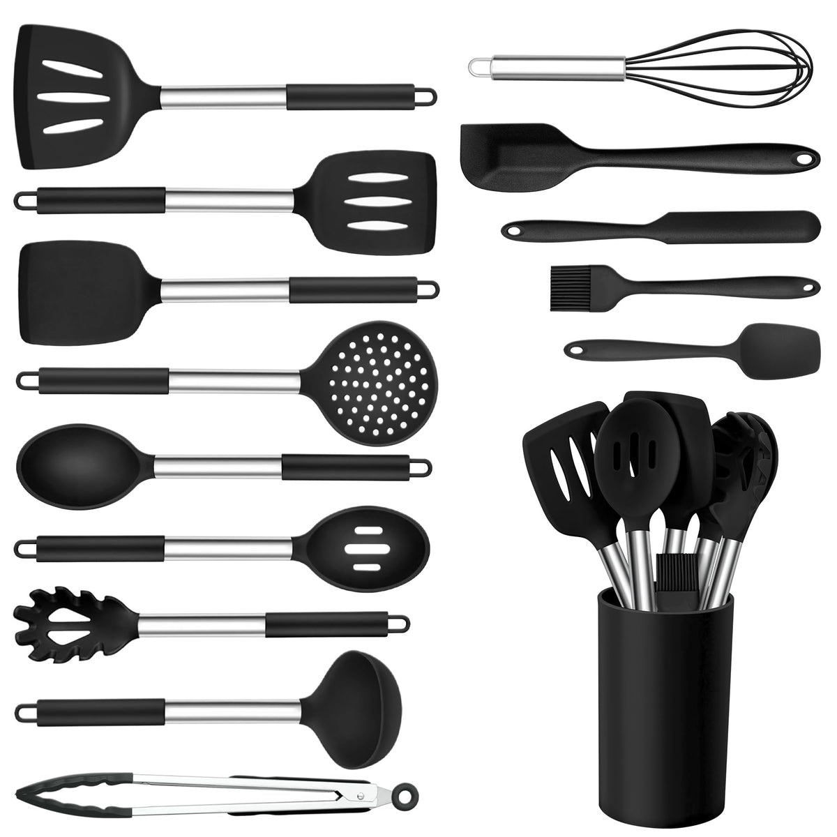 Onader kitchen utensils set with holder for organized counter access.