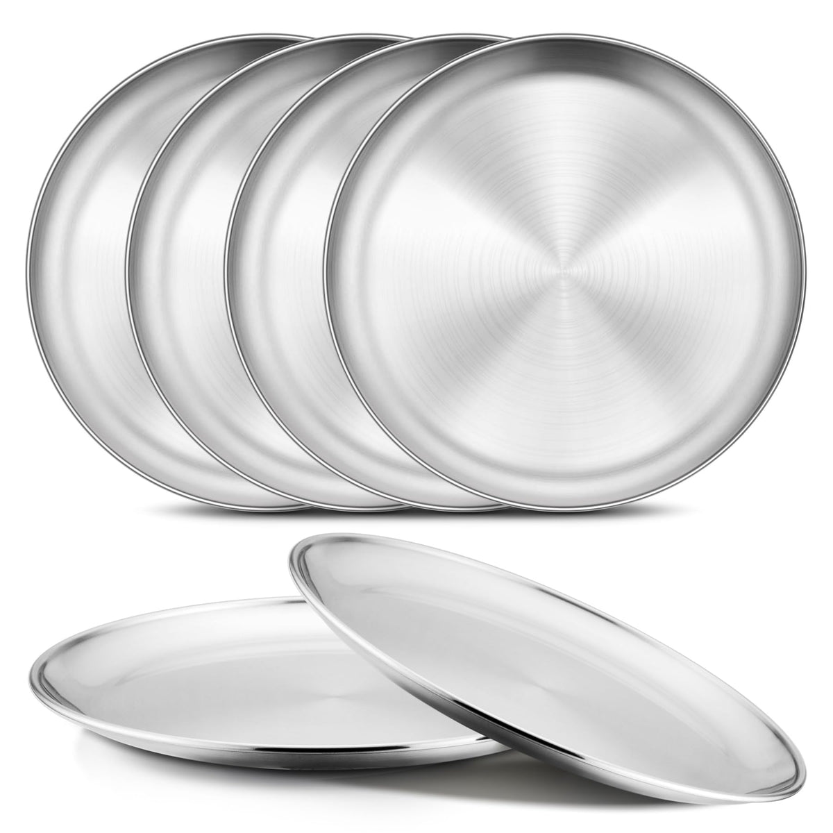 Onader stainless steel plates, 7-8 inch size, ideal for kid meals and portion control.