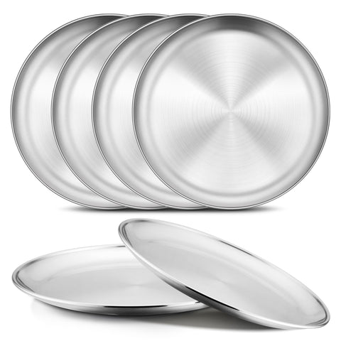 Onader stainless steel plates, 7-8 inch size, ideal for kid meals and portion control.