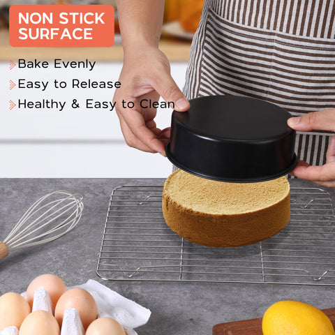 Onader seamless rolled edge cake pans provide safe handling