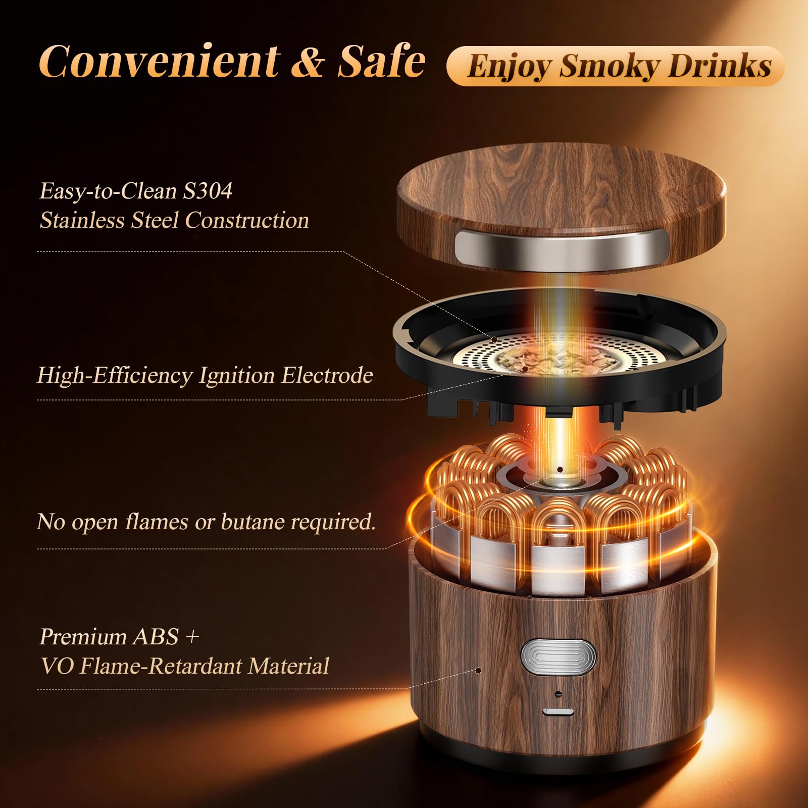 Onakge Electric Whiskey Smoker Kit fits most glasses for easy home use