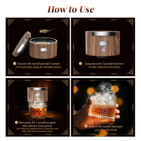 Onakge Electric Whiskey Smoker Kit walnut finish adds premium feel