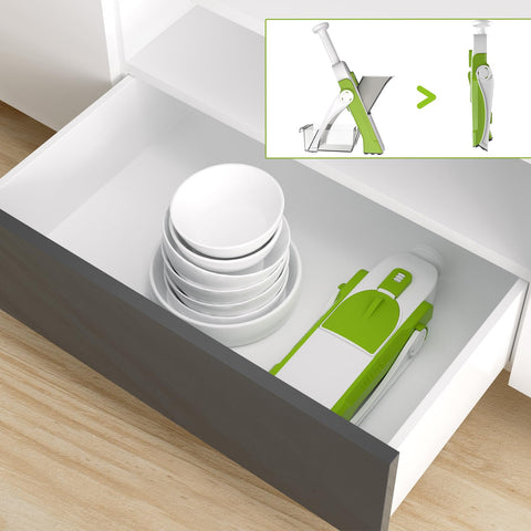 ONCE FOR ALL Collapsible design makes cleaning and storage quick and easy.