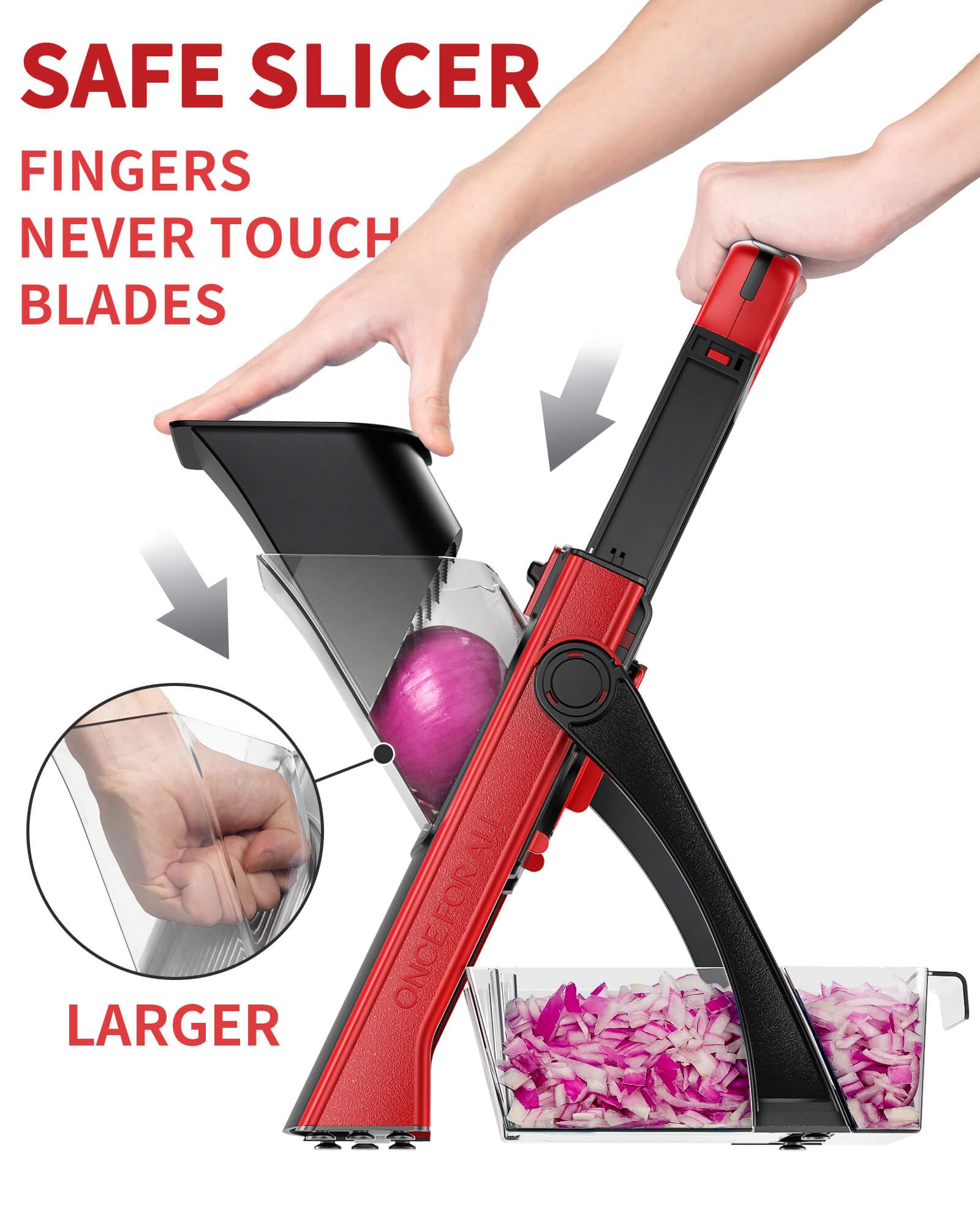 Four-in-one blade mode for julienne, matchstick, slice, and dice